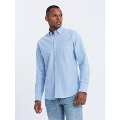 OMBRE Pánská látková košile Oxford REGULAR V4 OM-SHOS-0108 modrá MDN123614 S