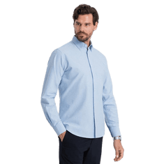 OMBRE Pánská látková košile Oxford REGULAR V2 OM-SHOS-0114 modrá MDN123620 S