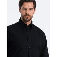 OMBRE Pánská látková košile Oxford REGULAR V3 OM-SHOS-0114 černá MDN123621 S