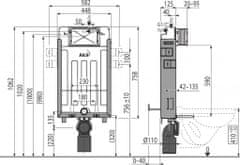 KOUPELNYMOST Alcadrain renovmodul - předstěnový instalační systém s bílým tlačítkem m1710 + wc cersanit cleanon crea čtverec + sedátko (AM115/1000 M1710 CR2)