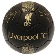 FotbalFans Fotbalový míč Liverpool FC, černý, zlatý znak, podpisy, vel. 5
