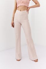 Fasardi Elegantní dámské kalhoty s rozšířenými nohavicemi, světle béžové S