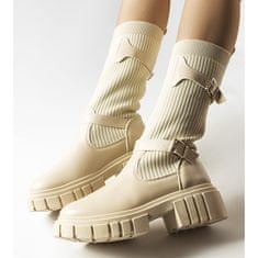 Béžové stylové boty s elastickým svrškem velikost 41