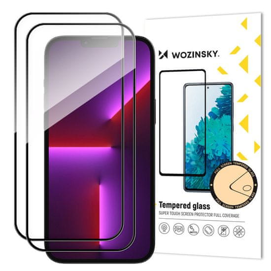 WOZINSKY 2x Celoplošně lepené tvrzené sklo 9H na iPhone 15 6.1" Black