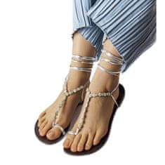 Stříbrné sandály se zirkony velikost 40