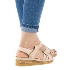 Pohodlné dámské kožené sandály 0658W beige velikost 41
