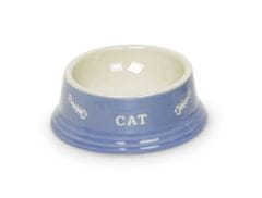 Nobby Keramická dvojitá miska pro kočky "CAT" světle modrá/béžová