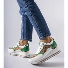 INNA Bílé a zelené tenisky Rouxi na podpatcích velikost 40