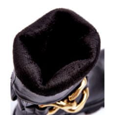 BESTELLE Kožené boty na podpatku černé velikost 37