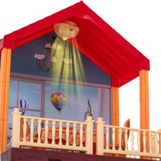 INTEREST Osvětlený domeček pro panenky + nábytek a panenky s příslušenstvím.