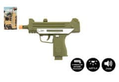 Teddies Pistole samopal ARMY plast 17,5cm na baterie se zvukem se světlem zelená
