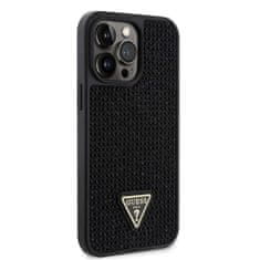 Guess  Rhinestones Triangle Metal Logo Kryt pro iPhone 15 Pro Max Black