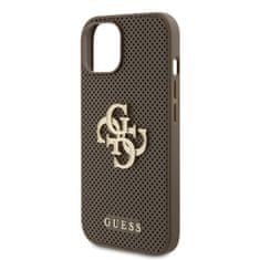 Guess  PU Perforated 4G Glitter Metal Logo Zadní Kryt pro iPhone 15 Taupe