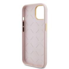 Guess  Liquid Silicone 4G Strass Metal Logo Zadní Kryt pro iPhone 15 Pink