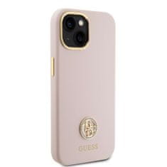 Guess  Liquid Silicone 4G Strass Metal Logo Zadní Kryt pro iPhone 15 Pink