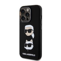 Karl Lagerfeld  Liquid Silicone Karl and Choupette Heads Zadní Kryt pro iPhone 15 Pro Black