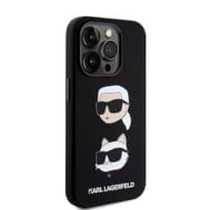 Karl Lagerfeld  Liquid Silicone Karl and Choupette Heads Zadní Kryt pro iPhone 15 Pro Black