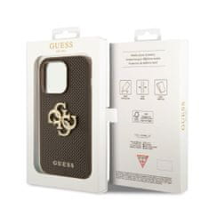 Guess  PU Perforated 4G Glitter Metal Logo Zadní Kryt pro iPhone 15 Pro Taupe