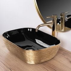 BPS-koupelny Keramické umyvadlo na desku REA BELINDA LUX černá/zlatá kartáčovaná