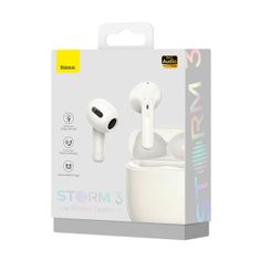 Greatstore Bezdrátová sluchátka Storm 3 Bluetooth 5.2 TWS s ANC bílá