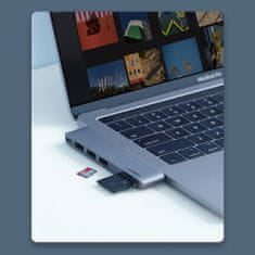 Greatstore Adaptér HUB pro MacBook Pro / Air 2x USB-C na 3x USB 3.0 / TF / SD / USB-C - šedý