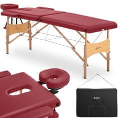 shumee Dřevěný masážní stůl přenosné skládací lůžko Toulouse Red do 227 kg červená