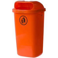 shumee Koš na komunální odpad DIN 50 l na sloupek nebo na zeď - oranžový