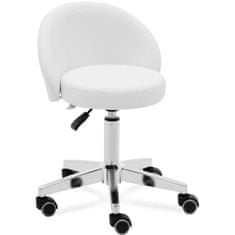 Greatstore Kosmetická otočná židle s opěradlem na kolečkách 43-57 cm ORBE - bílá