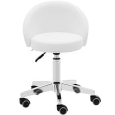 Greatstore Kosmetická otočná židle s opěradlem na kolečkách 43-57 cm ORBE - bílá