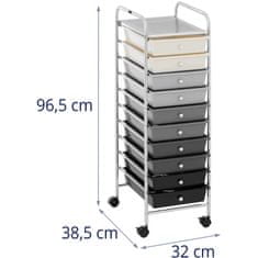 shumee Kadeřnický vozík koupelnová skříňka 10 zásuvek 38,5 x 32 x 96,5 cm