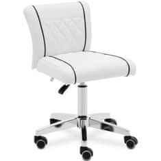 Greatstore Kosmetická otočná židle s opěradlem na kolečkách 45-59 cm GLAND - bílá