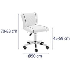 Greatstore Kosmetická otočná židle s opěradlem na kolečkách 45-59 cm GLAND - bílá