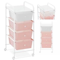 shumee Kadeřnický vozík koupelnový asistent 4 zásuvky 36 x 32 x 76 cm - růžová bílá