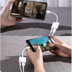 Greatstore Adaptér pro sluchátka iPhone + nabíjení Lightning / 3,5mm mini jack - bílý