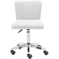 Greatstore Kosmetická otočná židle s opěradlem na kolečkách 45-59 cm CULLY - bílá