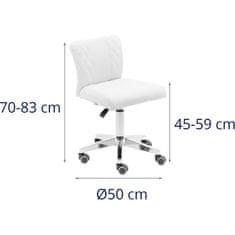 Greatstore Kosmetická otočná židle s opěradlem na kolečkách 45-59 cm CULLY - bílá