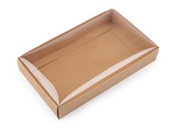Kraftika 10ks hnědá přírodní papírová krabice s průhledným víkem