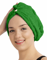 eoshop Rychleschnoucí froté turban na vlasy, tmavě zelený