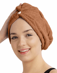 eoshop Rychleschnoucí froté turban na vlasy, hnědý