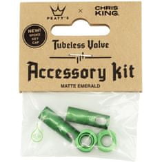 Peaty's Čepičky X Chris King MK2 Tubeless Valves Accessory Kit - 1 pár, smaragdově zelená