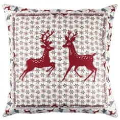 Hanah Home Vánoční dekorační polštář se soby VASO 43x43 cm bílý/červený