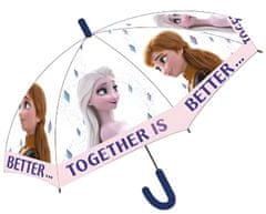 Disney Dětský automatický deštník průhledný 74cm - Elza a Anna/Navždy spolu