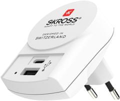 Skross  USB nabíjecí adaptér Type-C Euro, 5400mA, 2x USB výstup Typ-A + Typ-C