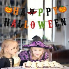 Korbi Velká Halloweenská girlanda, barevná halloweenská dekorace, řetízek a přívěsek, 17 prvků