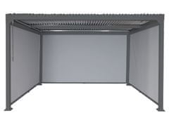 MCW Hliníková pergola L41 s 3x boční stěnou, lamelový pavilon, robustní 8cm kovový rám 3x3,7m ~ antracitová barva