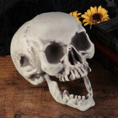 Korbi Velká umělá lebka, šedě stínovaná dekorativní lebka, halloweenská dekorace, 21 cm
