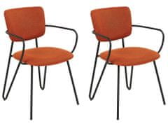 Beliani Sada 2 čalouněných jídelních židlí oranžové ELKO
