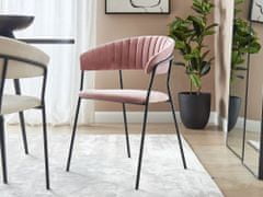 Beliani Sada 2 sametových jídelních židlí růžové MARIPOSA