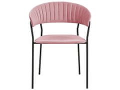Beliani Sada 2 sametových jídelních židlí růžové MARIPOSA