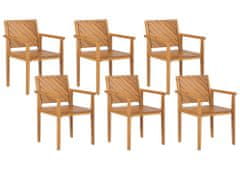 Beliani Sada 6 zahradních jídelních židlí z akáciového dřeva BARATTI